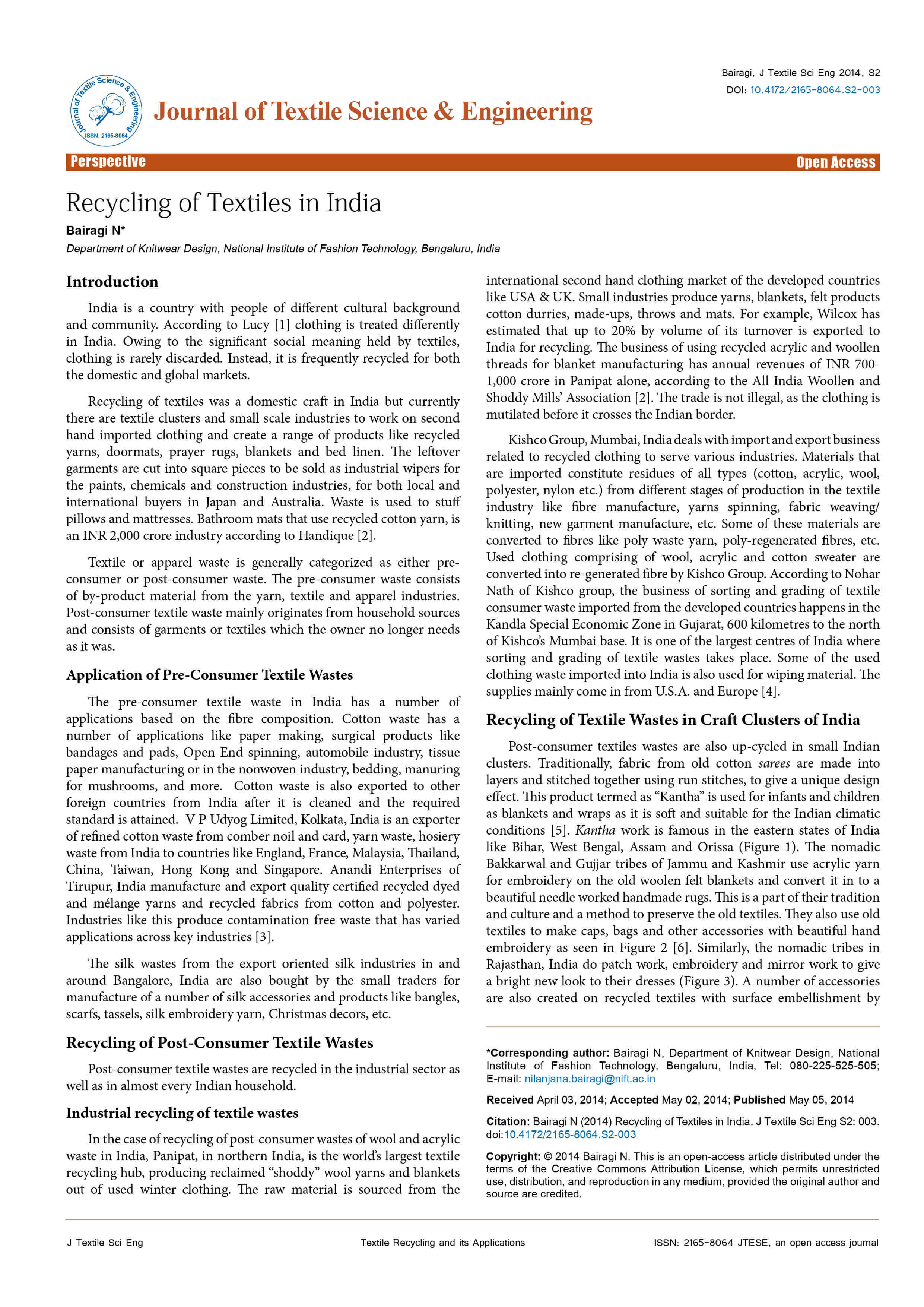 Recycling of Textiles in India